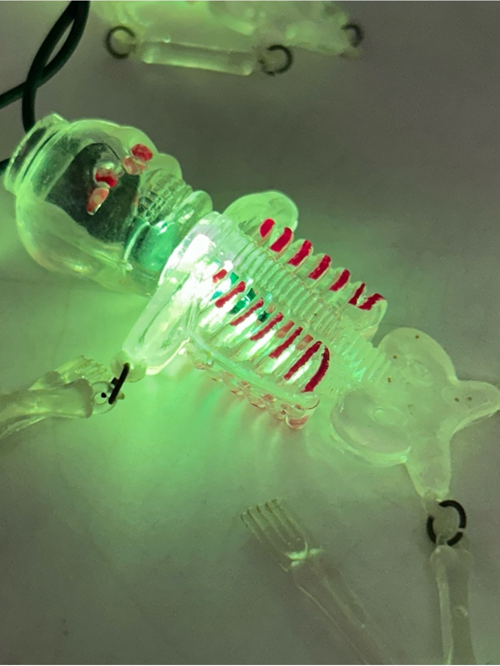 Vtg Blow Mold Halloween Skeleton String Lights Green Bulbs 9.5’(Missing 1 Arm) - Picture 3 of 9